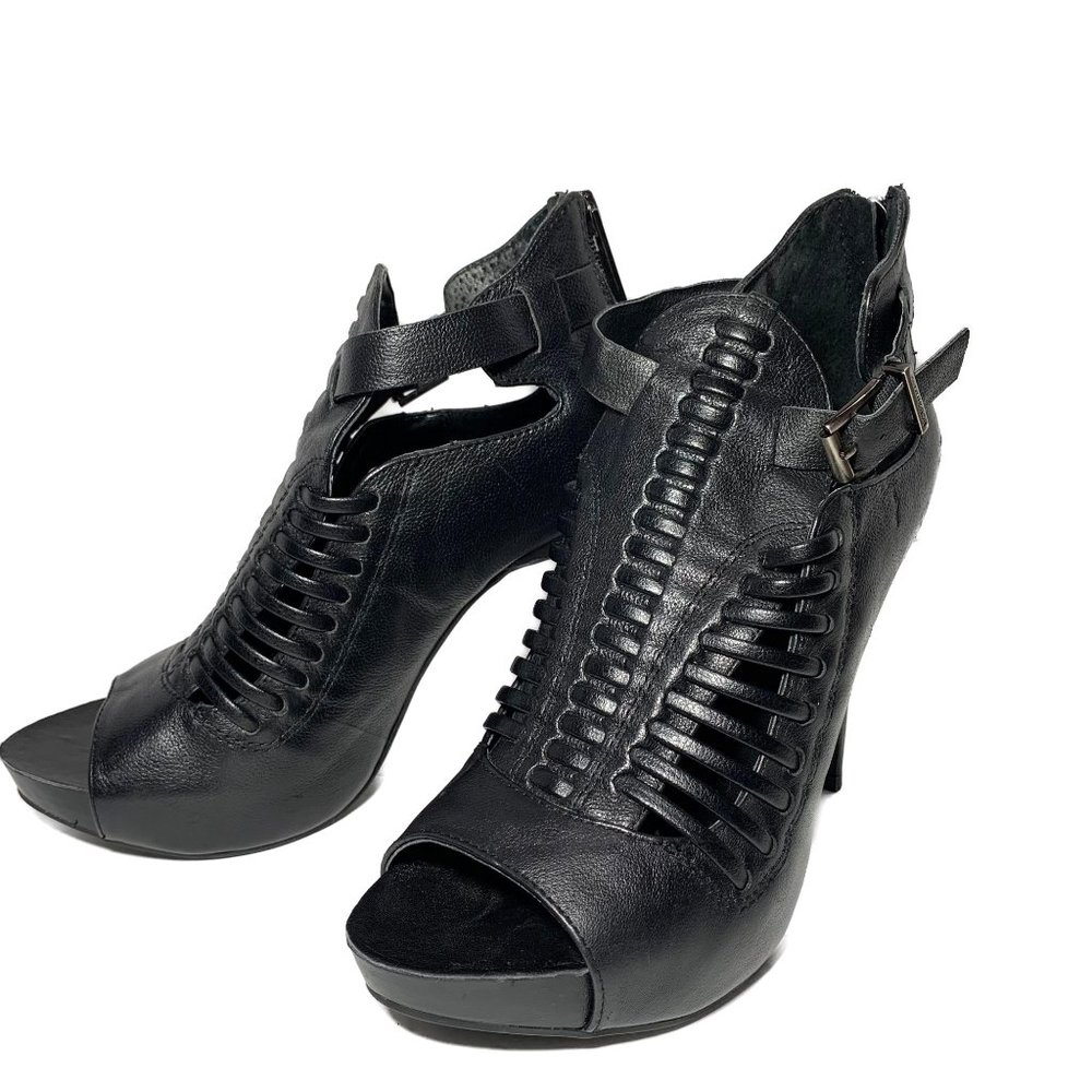 BCBGeneration Black Woven Cage Heels Size 8M